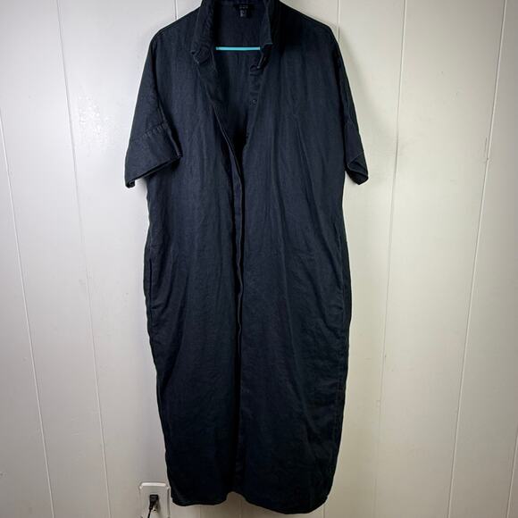 COS Black Oversized Relaxed Linen Dress - Picture 2 of 11